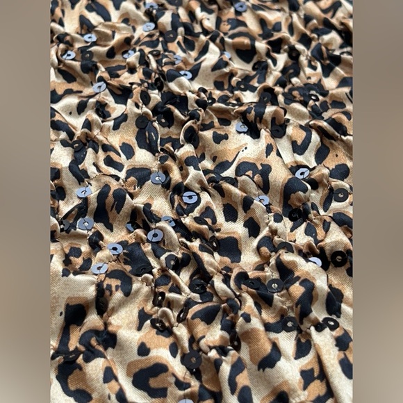 MSK Tan /Brown /Black Sequined Animal Print Blazer Women Size M (Medium) - Picture 4 of 9